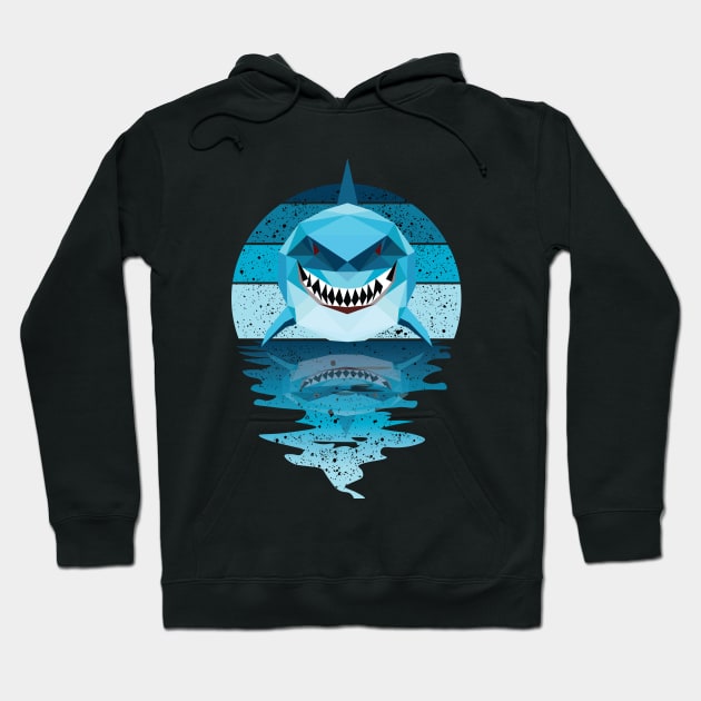 Vintage shark reflected on lights of moon Hoodie by mutarek